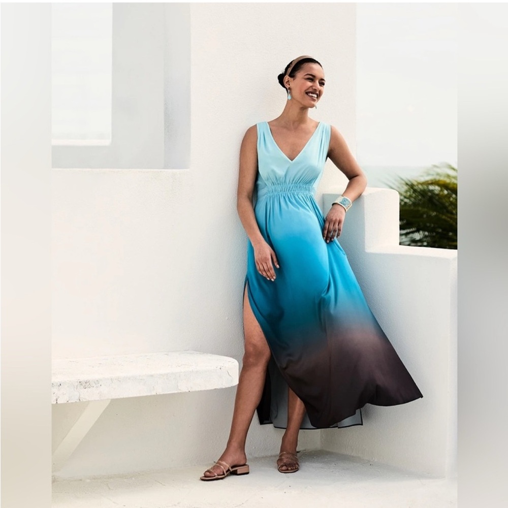 White House Black Market Blue and Black Maxi Dress